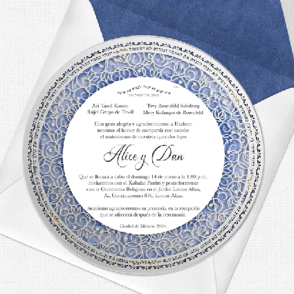 Invitación digital de boda diseño redondo estilo tebilá